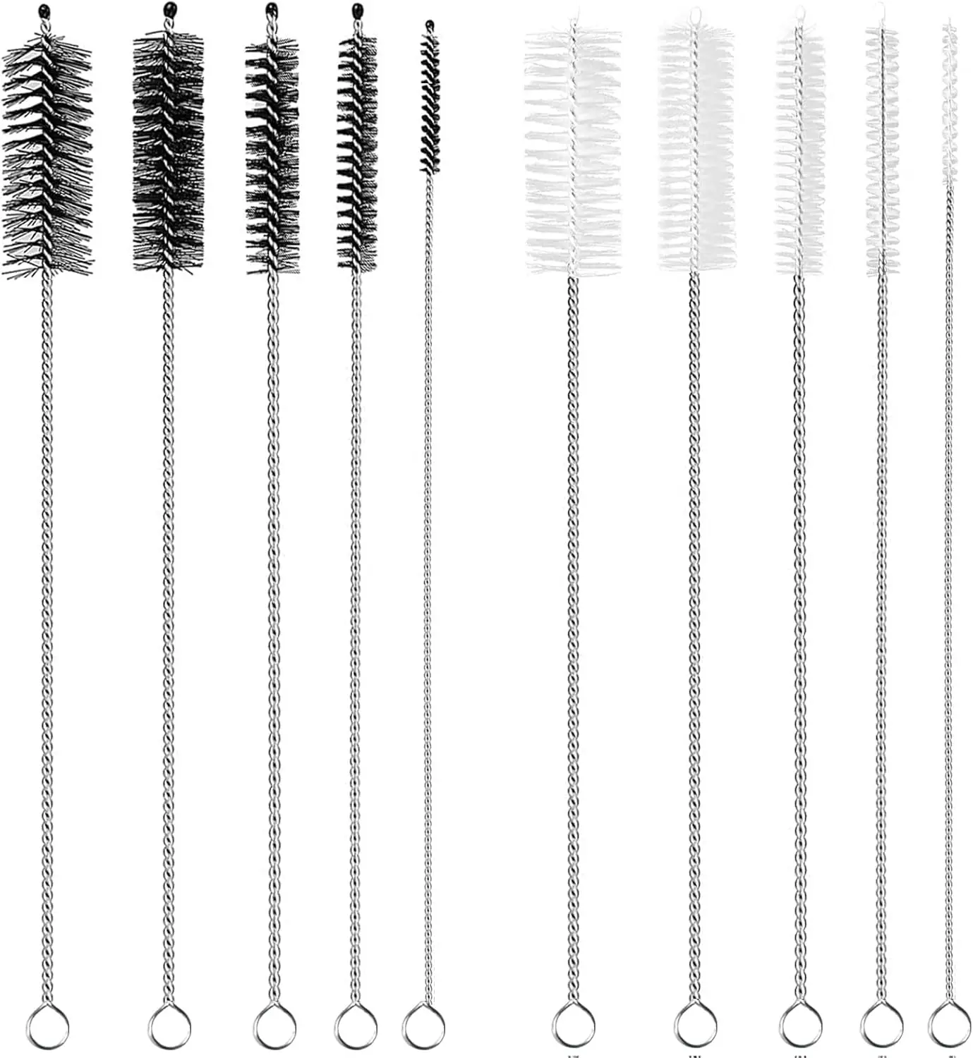 Straw Cleaner Brush Extra Long 12 Inch, 10 PCS Straw Cleaner Brush Bristles Diameter (4+8+10+12+16Mm) for Cleaning Straws, Pipe, Sippy Cup and Bottle THINTON