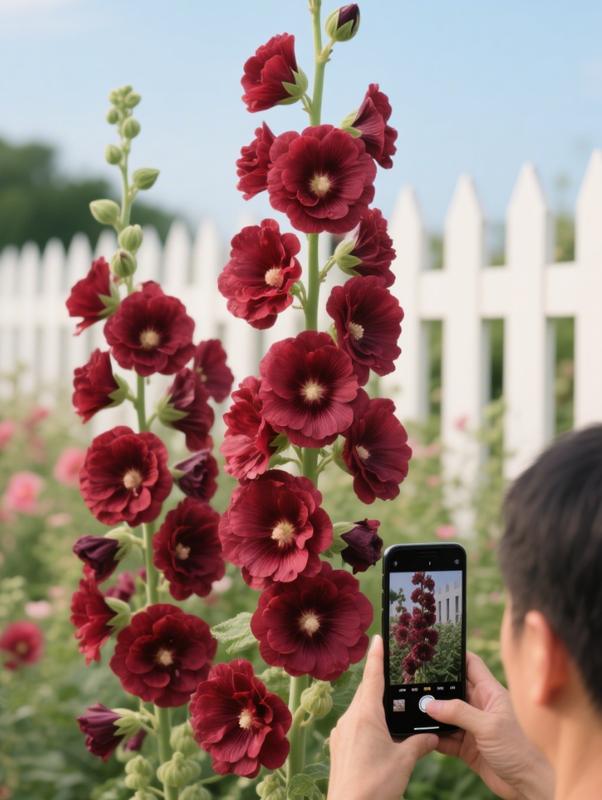 Germinate or Refund] 200pcs Double Hollyhock Seeds 'Radiant Rose’ - Mixed Colors, Non-GMO Heirloom, Biennial for Vibrant & Tall Blooms Plant Garden Outdoor Flower Pot Decorative Tulip