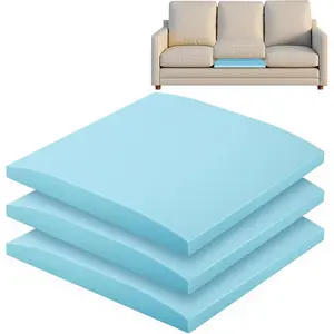 22"x22" Couch Cushion, Blue Sofa Cushion Sagging Repair, Curved High Density Foam Furniture Sagging Seat Sectional Loveseat Chair (3 Pcs)