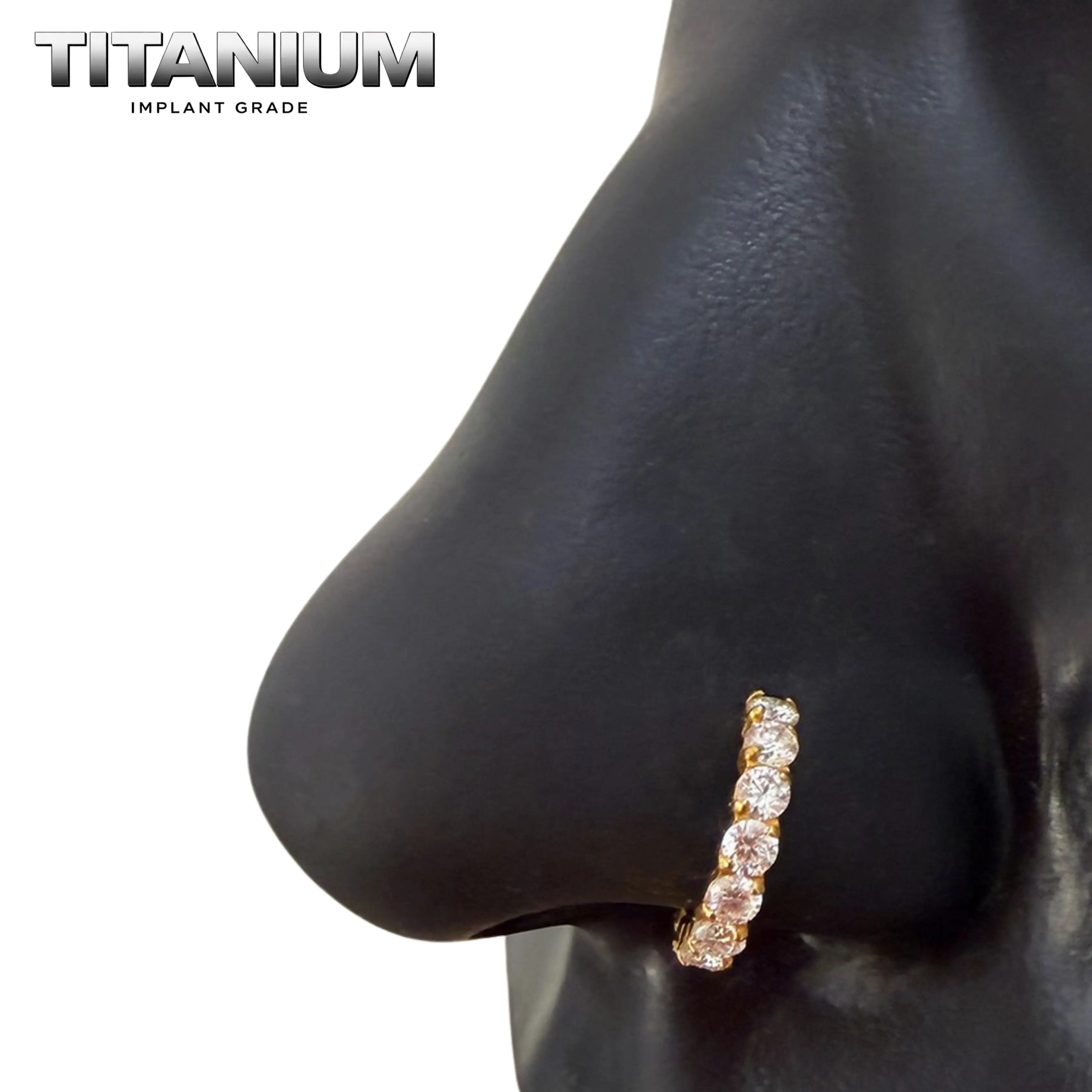 Titanium, Diamond, Moissanite Nose Hoop, 20 Gauge size Non-tarnish Durable High Quality Fashion Costume Body Piercing Jewelry Accessory
