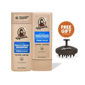 Dr. Squatch Hair Care Kit + Free Scalp Scrubber | Full & Thick Shampoo | Moisturizing Conditioner | Natural Products for Men