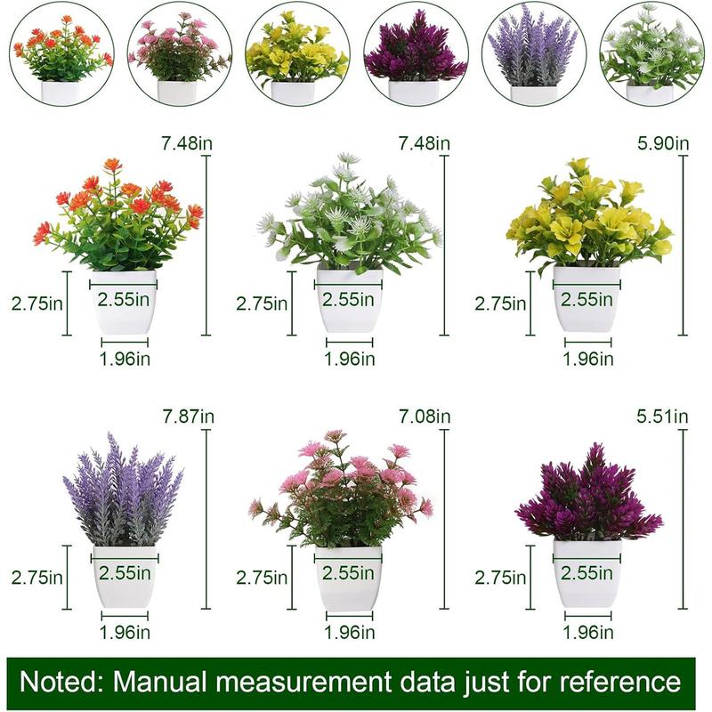 6 Pot Small Plant Flowerpot Artificial Plastic Eucalyptus Plant Indoor Greenery Plant Indoor Desk Coffee Table Bathroom Bedroom Home Decoration