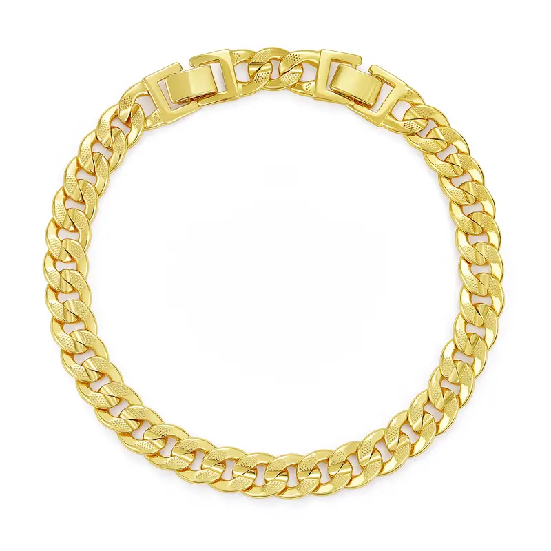 KissYan Women's 14K Gold-Plated Textured Cuban Link Anklet - 0.4" Width, 9in/11in Adjustable, 9.5" Chain, Metal Coating, Water Resistant Gold Anklets for Casual Beach Wear, Accessories Adults Female Gifts