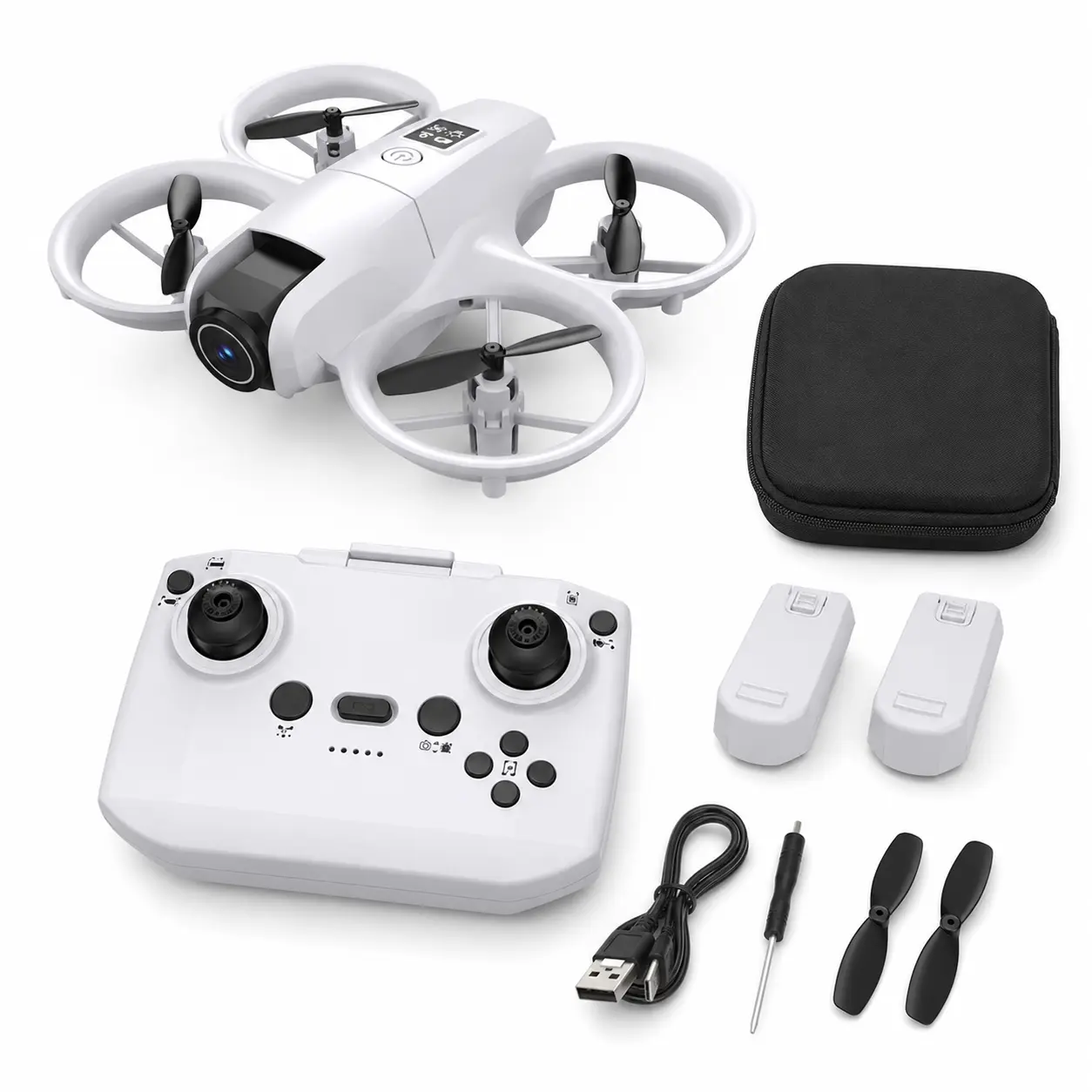 【Father's Day Gift】CS14 Mini Drone with Camera for Kids, 2.4GHz RC Quadcopter with One Key Takeoff/Landing, Headless Mode, Optical Flow Hover, Propeller Guards, 2 Batteries, Birthday Gifts & Children’s Day Gifts for Boys Girls