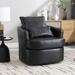 30"W Teddy Swivel Barrel Chair, Comfy 360 Degree Swivel Barrel Club Chair with 2 Pillows, Accent Sofa Chair for Living Room, Leisure Arm Chair for Bedroom