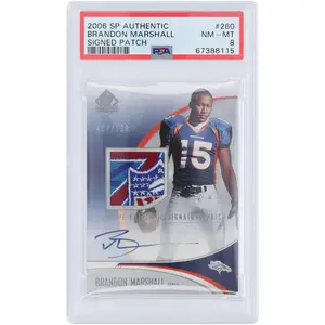 Brandon Marshall Denver Broncos Autographed 2006 Upper Deck SP Authentic Logo Relic RPA #260 #487/999 PSA Authenticated 8 Rookie Card - Fanatics Authentic Certified