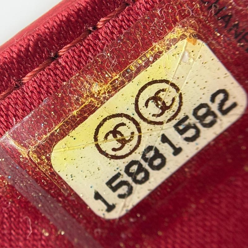 Pre-owned CHANEL Lambskin Leather Small Leather Goods Lambskin Camellia Embossed Large Gusset Flap Wallet Red