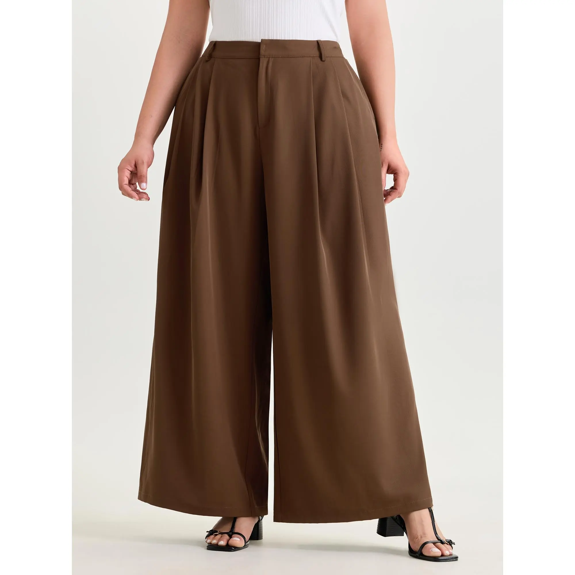 BloomChic Curvy Plus Size Baggy Cargo Pants in Solid Polyester Spandex, Mid Rise Oversize Trousers with Side Pockets, Timeless Curvy Plus Size Clothes 2026, Loose, Plus Size Basics
