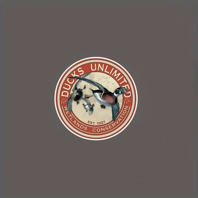Ducks Unlimited Wetlands Conservation Sticker, Waterproof Round Decal with Vintage Ducks & Geese Art, 1937 sticker for Cars, Trucks, Laptops, Helmets, Toolboxes & Outdoor Decor.