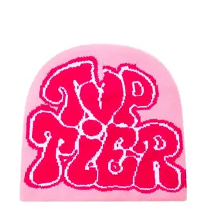 TOP TIER Deep Pink Woman’s Beanie - Casual Design with Bold Text, Soft Fabric, Ideal for Casual Wear