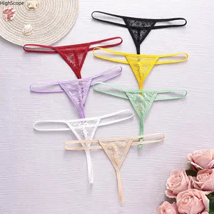 Sheer Lace G-String Panties, 7-Pack Low-Rise T-Back Thongs, Sexy Lingerie for Women