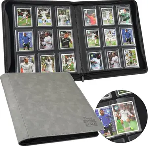 A 9-Pocket Binder with Protective Sleeves, Holds 288 "3×4" Rigid Toploader Hard Cases, Ideal for Collectible or Sports Cards, Durable Storage & Display Sleeves (Gray)