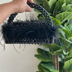 Victoria Handmade Fur Beaded Bag - Unique Stylish Lightweight Beaded Design for Women's Fashion