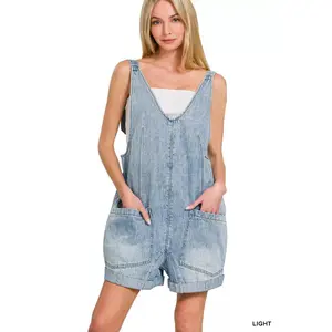 Zenana Denim Short Overalls with Pockets