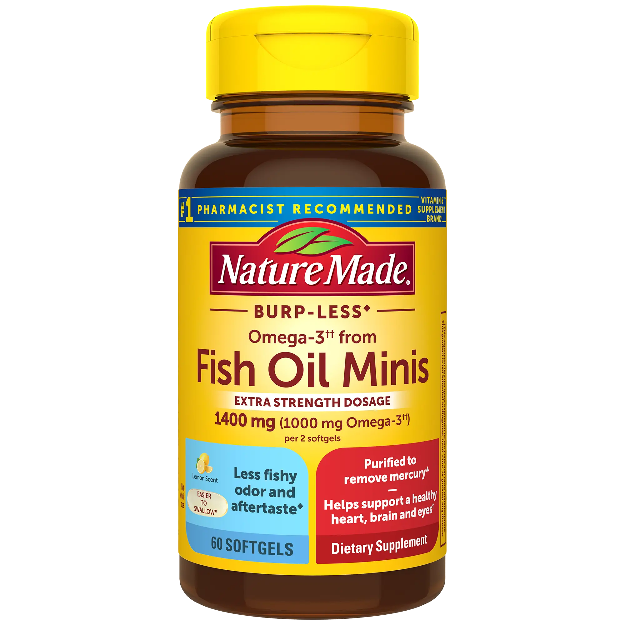 Nature Made Extra Strength Omega-3 Fish Oil Mini Softgels, Dietary Supplement for Heart Health Support