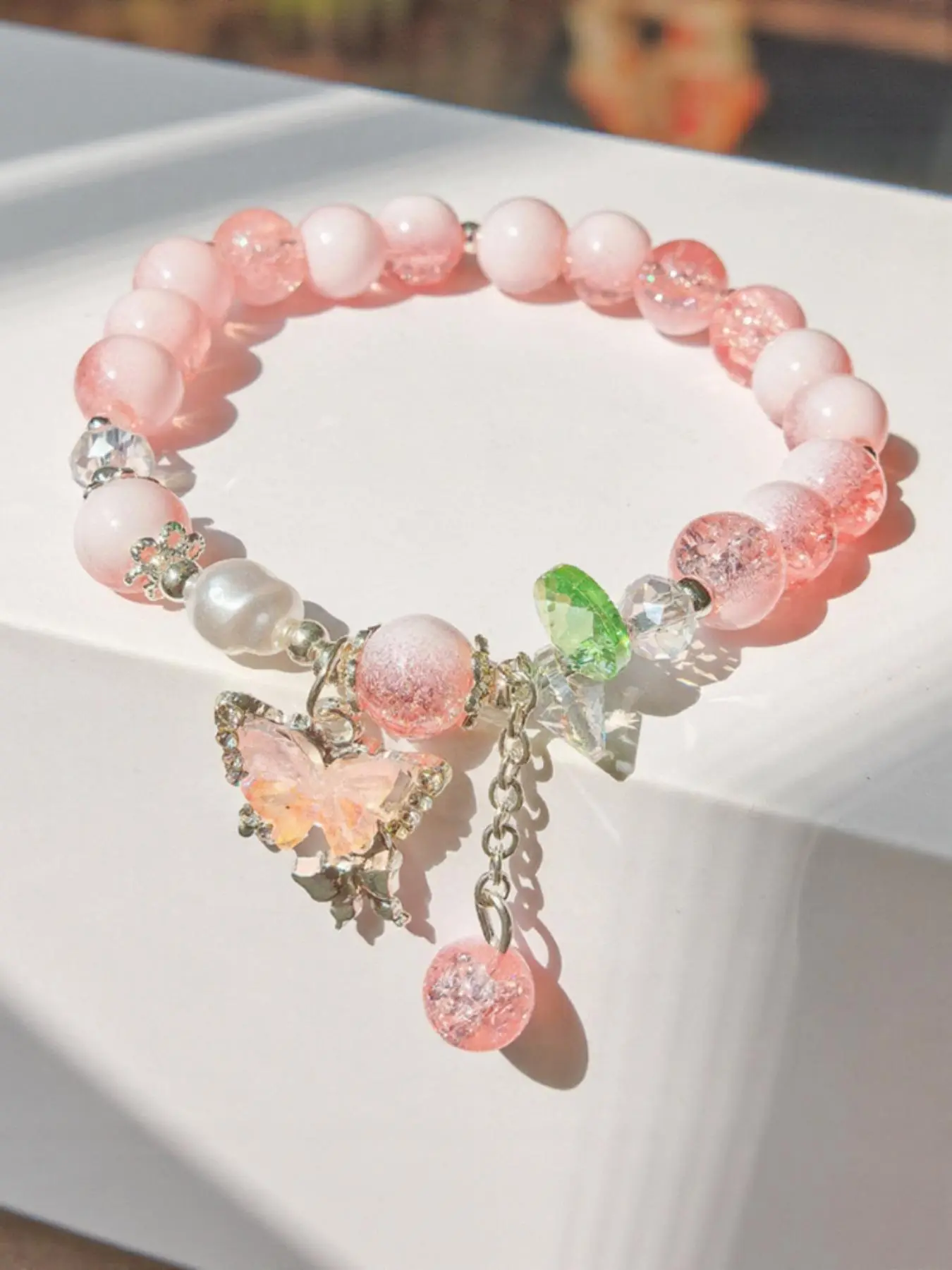 Cute Butterfly Design Beaded Bracelet with Charms, Fashionable Jewelry for Women & Girls, Trendy All-match & Exquisite Jewelry for Birthday Gift, Summer Dainty Jewelry, Charm Bracelets