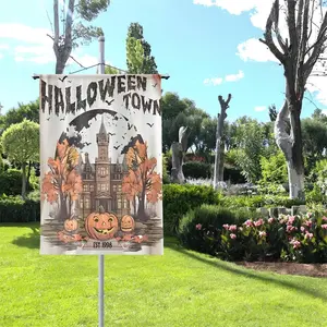 Halloween town Garden flag - Decor - Halloween flag - For Yard - Spooky Halloween Garden flag - and House Banner - Home Garden Decor - Est 1998 flag -