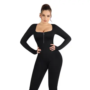 FeelinGirl One Piece Sports Jumpsuit for Women Long  Seamless Zipper Fall 2023 Yoga Workout Set