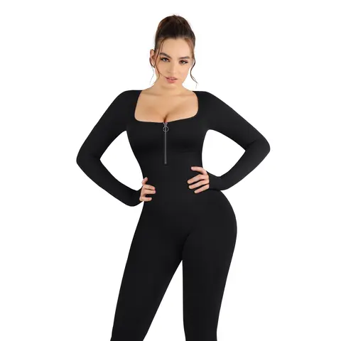 FeelinGirl One Piece Sports Jumpsuit for Women Long  Seamless Zipper Fall 2023 Yoga Workout Set