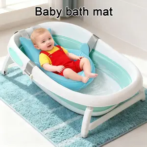 Baby Whale Bath Tub Support Seat Pad, Four-Point Buckle Support, Anti-Slip Ergonomic Design, Safety, Secure, No Choking Hazards, Suitable for 0-1 Year Old Newborns, Bathing Mat