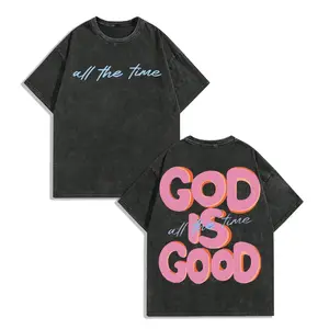 Men's & Women's Oversized 180gsm Heavyweight Washed T-Shirt GOD IS GOOD Double-Sided Graphic Print Retro Vintage Streetwear Loose Fit Round Neck Short Sleeve 100% Cotton Menswear Top Man Streetwear Casual Shortsleeve Crewneck Tropical Tshirt