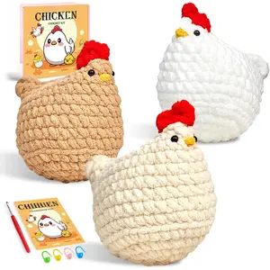 Crochet Kit for Beginners, Crochet Starter Kits for Adults Amigurumi Craft Knitting Crochet  Kits with Step-by-Step Video Tutorials, 3 count Chicken (40%+ Yarn)