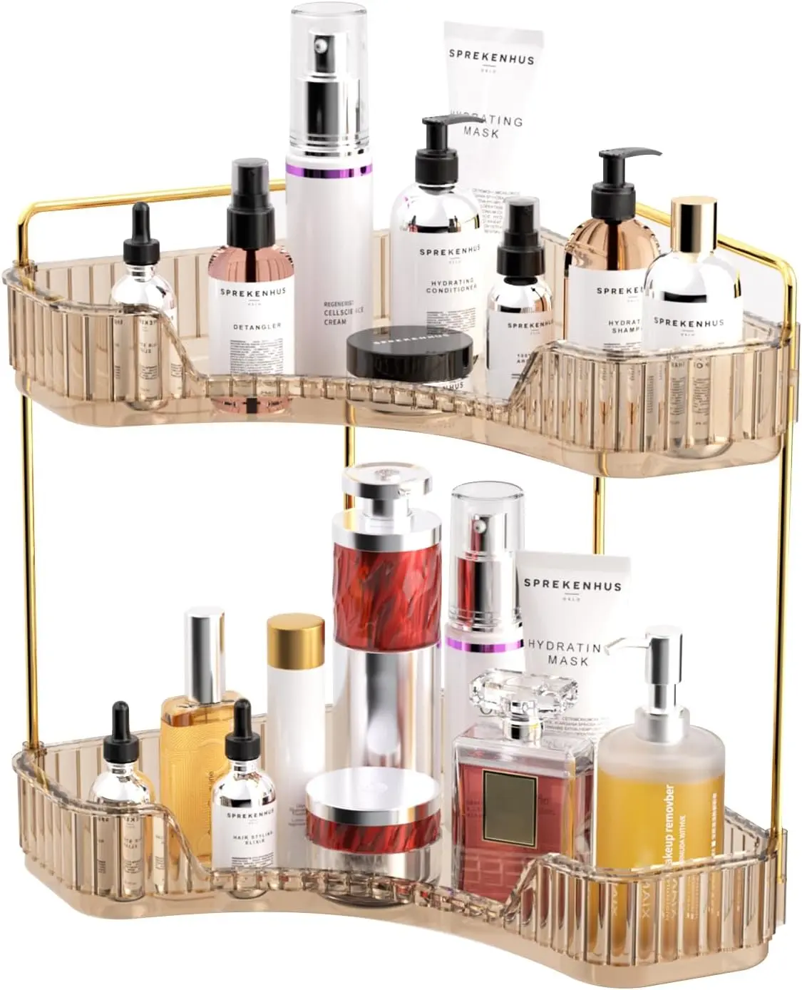 2/3-Tier Corner Bathroom Counter Organizer Classic Storage Shelf for Makeup Perfume and Toiletries Space-Saving Countertop Tray Fits Bathroom Dresser Kitchenstorage organization
