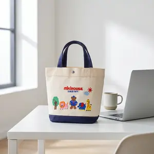 Embroidered Canvas Outdoor Tote Bag - Portable, Lightweight Mommy Bag with Cartoon Design (Available in Small and Large Sizes) for Camping, Hiking, Picnics