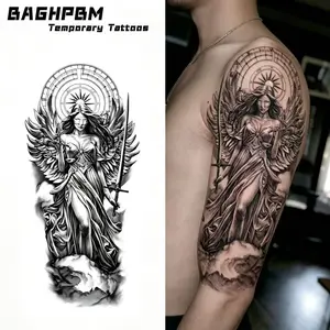 BAGHPBM Sacred Order Goddess of Justice Flower Arm Large Waterproof Tattoo Stickers for Men and Women Temporary Tattoos
