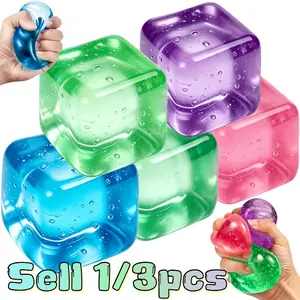 1 or 3 Packs Stress Cube Set - Squishy Stress Balls, Fidget Toys for Adults & Kids, Ice Cube Design, Blue Colors, Relaxing Sensory Play, Squishy Fidgets