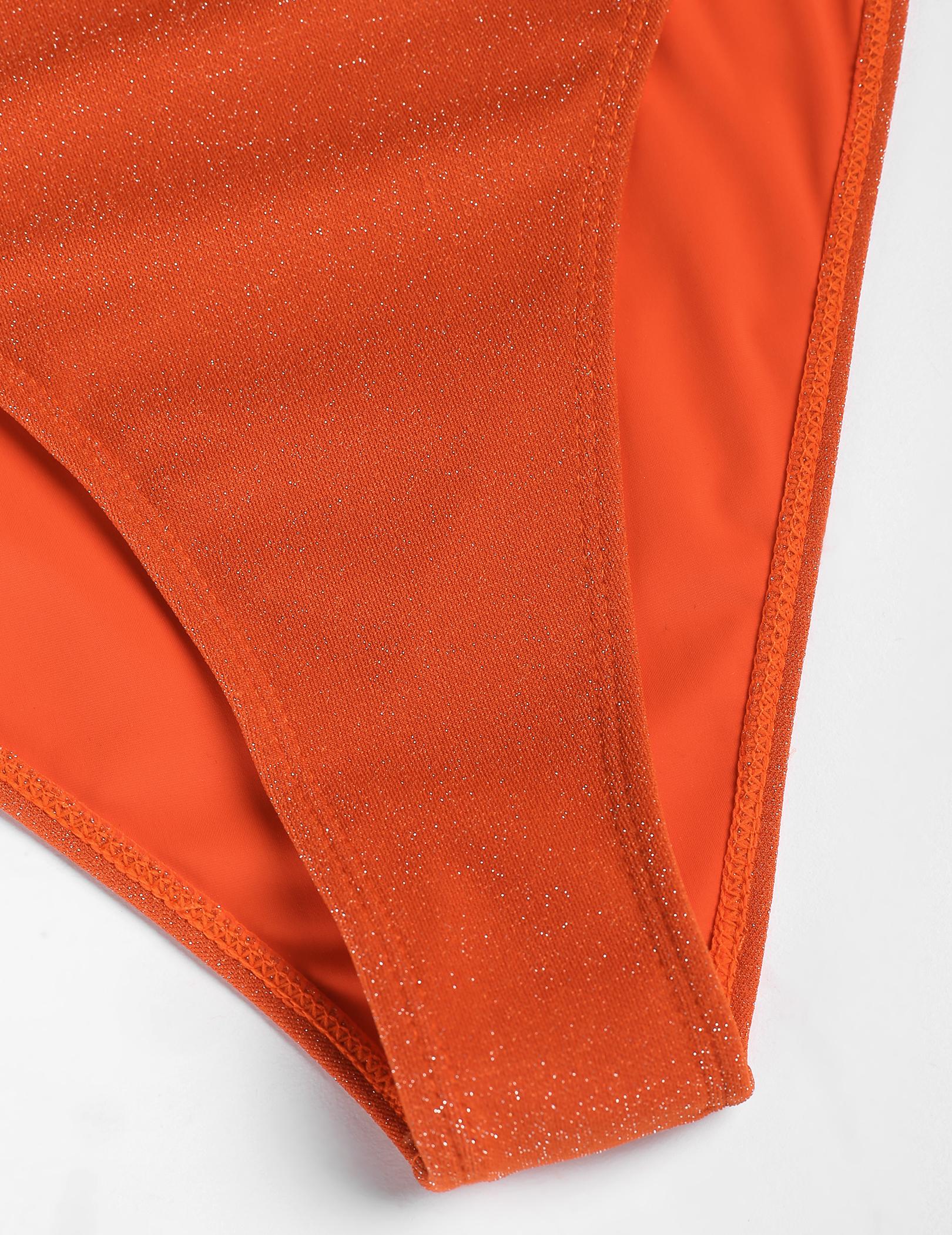 Women’s Metallic Shimmer Glitter Underwire Tummy Control High-Cut 1-Piece Monokini Swimwear - Female Beach Swim Suit with Cutout Detail, Adjustable Tie Back for Beach, Pool Vacations