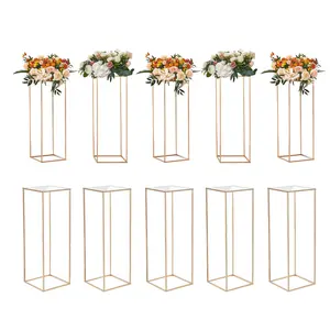 【Spotlight Day】VEVOR 10PCS 31.5inch High Wedding Flower Stand, With Acrylic Laminate,Metal Vase Column Geometric Centerpiece Stands, Gold Rectangular Floral Display Rack for Events Reception, Party Decoration