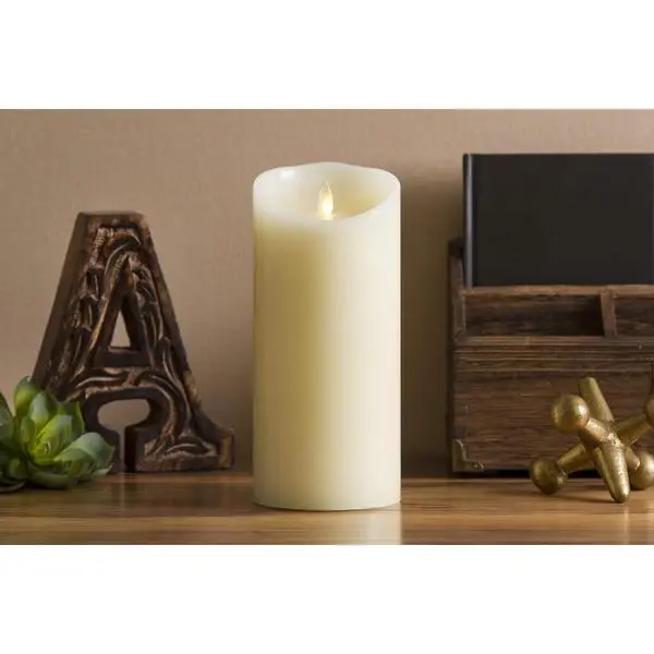 Luminara Flameless LED Battery Operated Ivory Pillar Candle, Flickering Realistic Moving Flame, 3" x 6.5" Real Wax Indoor Home Bathroom Decor Candle