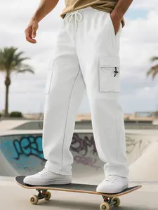 Men's Fashion Casual Pants, Fall & Winter Heavyweight Fleece, Straight Leg Multi-Pocket Workwear, European & American Style
