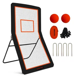 4x7FT Lacrosse Rebounder,Volleyball Training Equipment,Bouced Back Net in Different Angels with 2 Lacrosse Balls for Backyard Practice