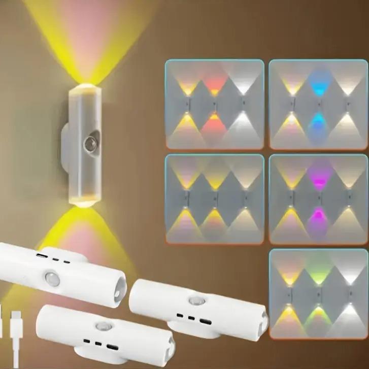 3/4 Pack Smart LED Night Light with Motion Sensor USB Rechargeable 7 Ambient Colors RGB Color Changing Cabinet Decor for Bedroom Bathroom Stairs,gift Dimmable