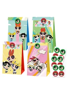 12Pcs/Set The Powerpuff Girls New Theme Party Gift Bags, Birthday Party Decorations, Gift Packaging Bags, Paper Bags,Suitable for Birthday, Halloween, christmas and New Year PartySupplies, Also a Perfect Choice for Thanksgiving Birthday Party As A Birthda