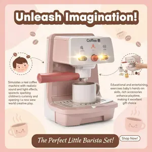New Kids Coffee Maker Toy - Little Barista Coffee Fun: Realistic Lights & Sounds Pretend Play Set, Play Kitchen Accessories, Engaging Parent-Child Kitchen Role Play, Christmas Gift for 3+ Years Old Boys & Girls