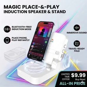 ATEYA Portable Induction speaker | Optional Bluetooth connectivity | Portable Mobile phone holder | Supports connecting two devices simultaneously | Four-in-one speaker.Not compatible with the iPhone 17 series for now.