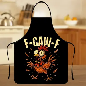 Apron for Christmas,1 Count Apron with Chickens,F-CAW-F Pattern Apron, Funny Unisex Polyester Cooking Apron, Christmas Gift, Nails Design Tool, Christmas Decorations,Nail Tech,Nails Art,Apron for Women, Novelty Cooking Aprons, Kitchen Cooking Apron