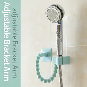 2PCS Hole-Free Universal Multi-Function Arm Showerhead Holder Versatile Storage Rack Towel & Hair Dryer Holder