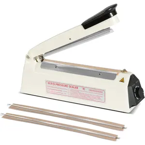 Impulse Heat Sealer with Seal bar, Heavy-Duty Bag Sealing &  Machine, 2 Extra Replacements (white, 8inch)