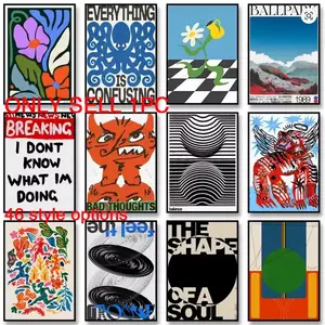 1pc Unframed Retro Abstract Artistic Nourishing Soul Vintage Classic Wall Art, Canvas Print Poster, Suitable for Home, Living Room, Room Decoration Painting (46 Style Options)