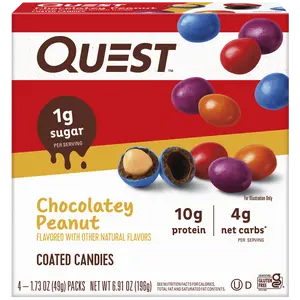 Quest Coated Candy Pieces, Chocolatey Peanut, High Protein, Gluten Free, 4 Ct