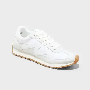 Universal Thread Women's Low Top Faux Leather Lace Up Sneakers Memory Foam