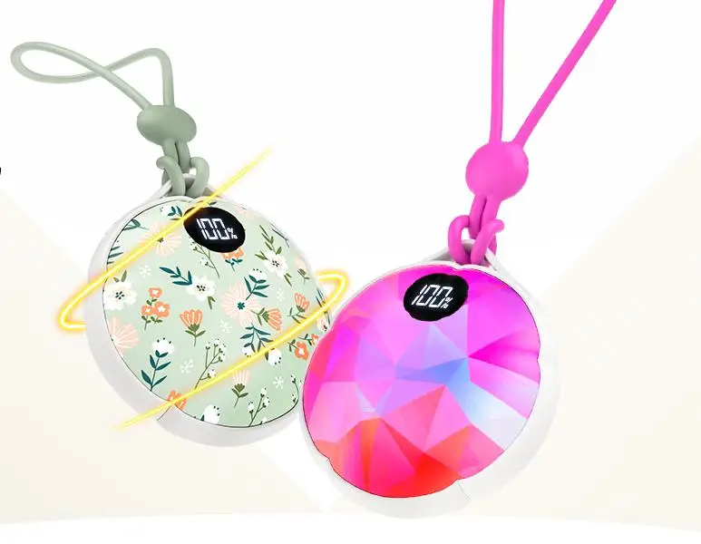 FrSara Hand Warmers, Hangable Rechargeable Electric Hand Warmer, 3-Level Heat w/Strip, w/ 4000mAh Last 10 Hours, Light & Display, Gift for Outdoors Ca