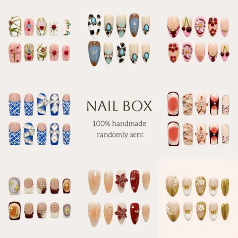 Moonovate - NAIL BOX 10 Pairs Random Nail Bundles Handmade Press On Nails Free Tool Kit