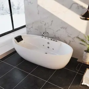 71" Acrylic Freestanding Whirlpool Bathtub with Center Drain