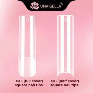 UNA GELLA Nail Tips – 216PCS Long Square Full & Half Cover, Pre-file, No C Curve, DIY Gel Press On Nails, 12 Sizes, Clear Gel Nail Extensions for Art Salon tiktokshopspringglowup#Summervibes