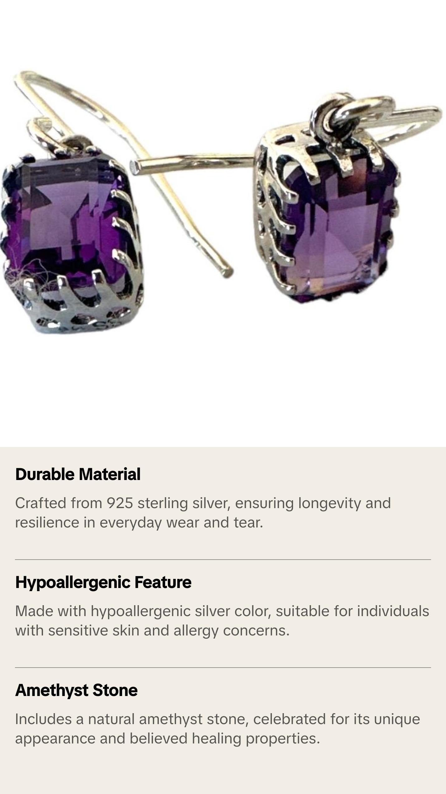Amethyst Square Earrings for Women - Fashion Accessory